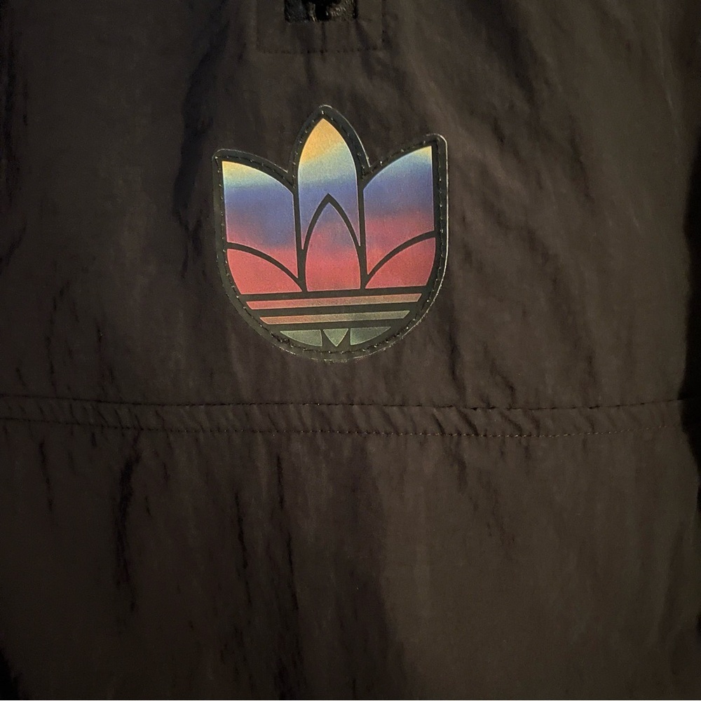 Adidas Black Cropped Jacket with Multicolor Stripes - Picture 5 of 13